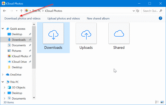 download icloud photos to Windows 10 PC pic10