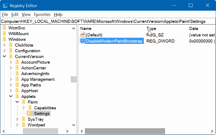 enable classic paint program in Windows 10 Creators Update pic04