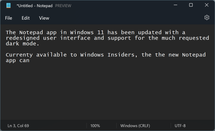 enable dark mode in Notepad In Windows 11 pic2