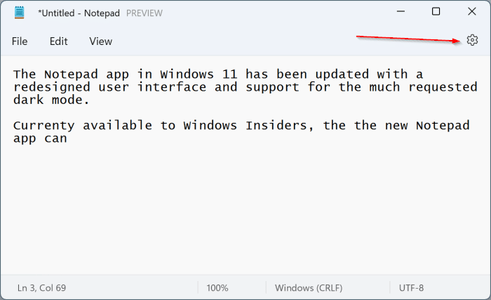 enable dark mode in Notepad In Windows 11 pic3