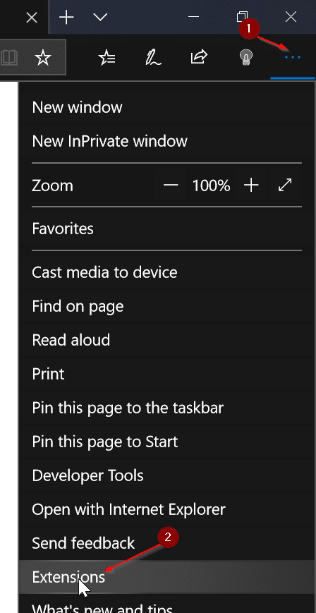 enable extensions in in private mode in Windows 10 pic1