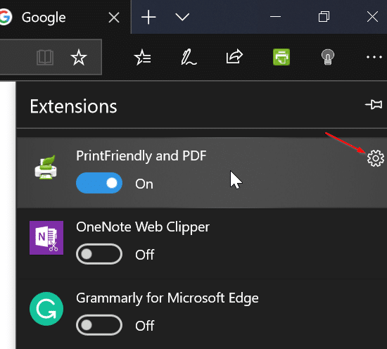 enable extensions in in private mode in Windows 10 pic2