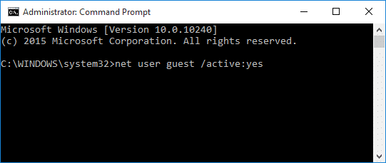 enable guest account in Windows 10 step3