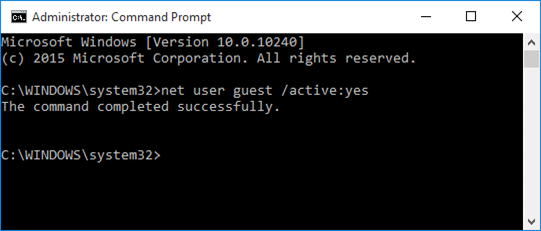 enable guest account in Windows 10 step4