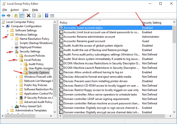 enable guest account in Windows 10 step5