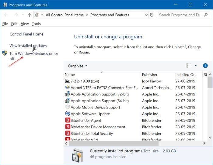 enable hyper-v in Windows 10 pic2