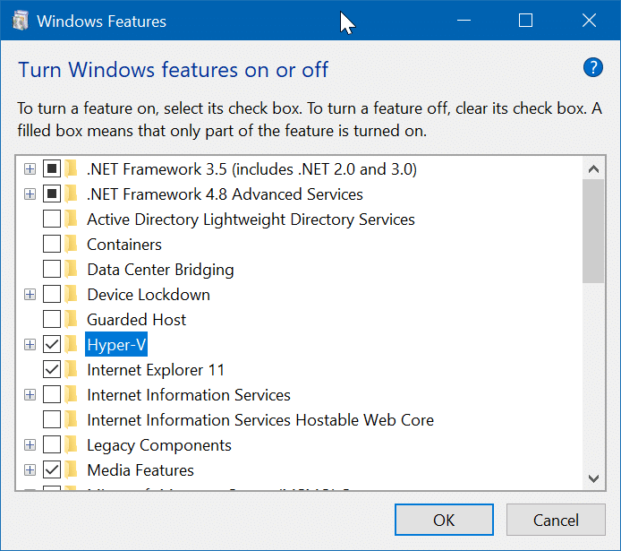 enable hyper-v in Windows 10 pic3