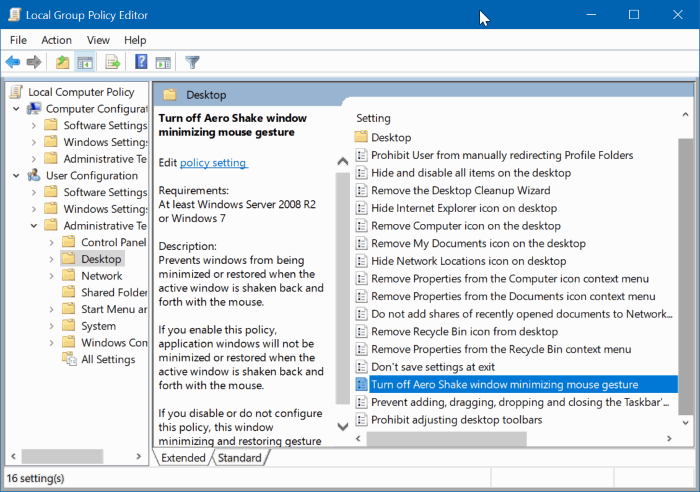enable or disable Aero Shake in Windows 10 pic3
