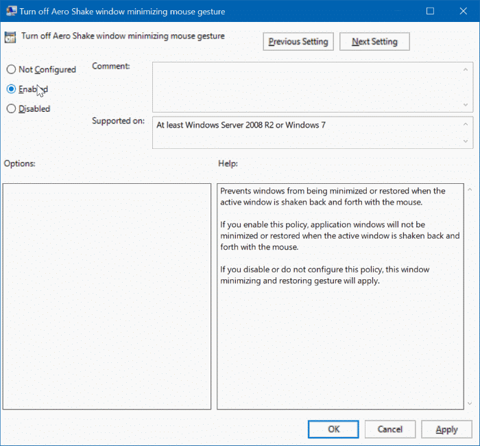 enable or disable Aero Shake in Windows 10 pic4