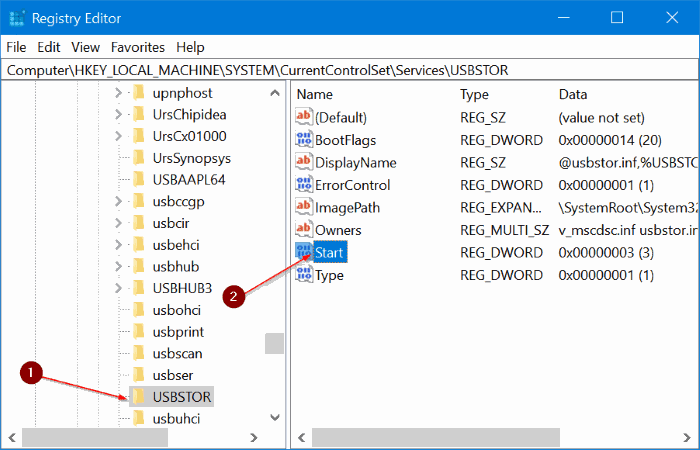 enable or disable USB drives in Windows 10 pic1