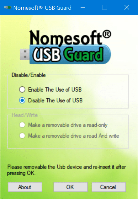 enable or disable USB drives in Windows 10 pic5