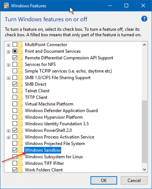 enable or disable Windows Sandbox in Windows 10 pic3