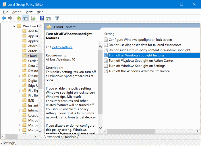 enable or disable Windows spotlight in Windows 10 pic2