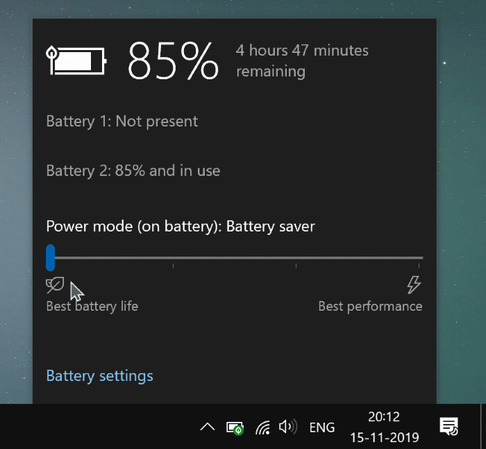 enable or disable battery saver in Windows 10