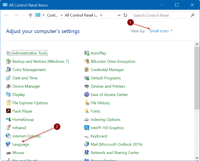 enable or disable language bar in Windows 10 step2