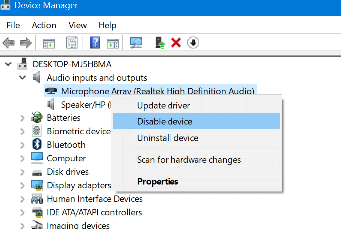 enable or disable microphone in Windows 10 pic1