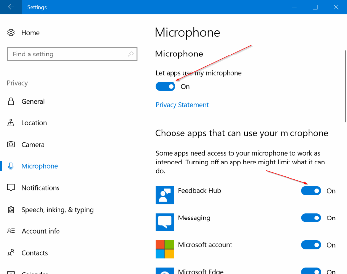 enable or disable microphone in Windows 10 pic3