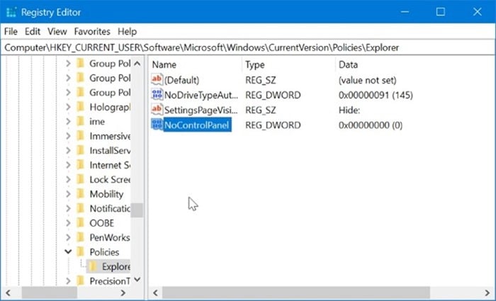 enable or disable settings and Control Panel in Windows 10 pic4