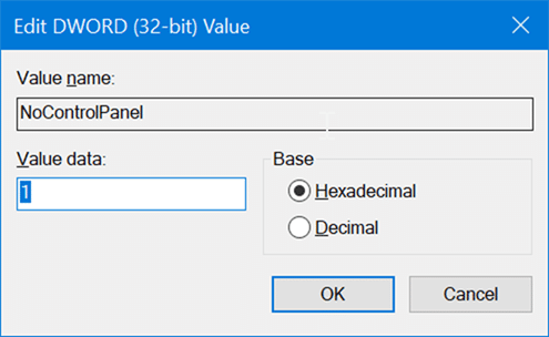 enable or disable settings and Control Panel in Windows 10 pic5