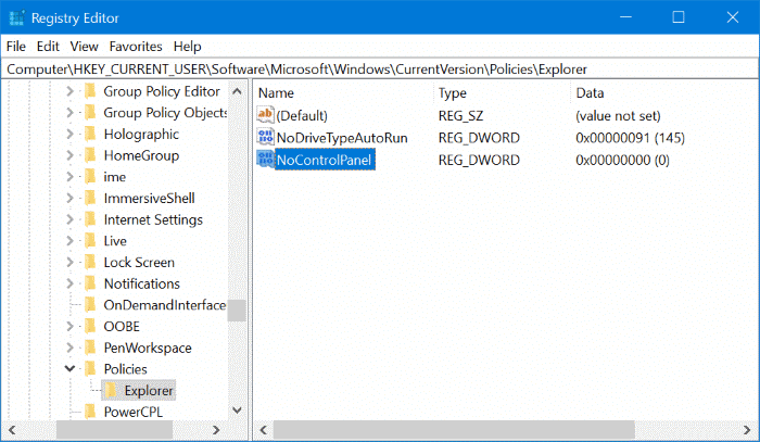 enable or disable settings in Windows 10 pic6