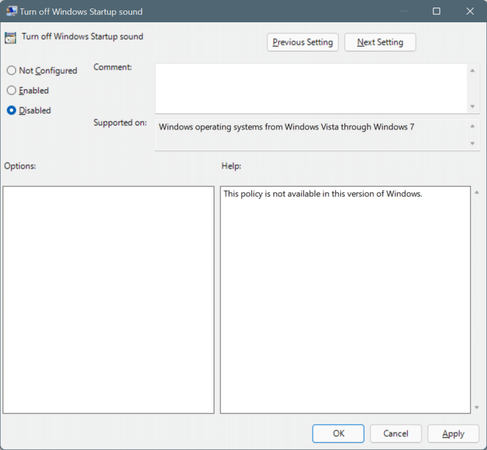 enable or disable startup sound in Windows 11 pic6