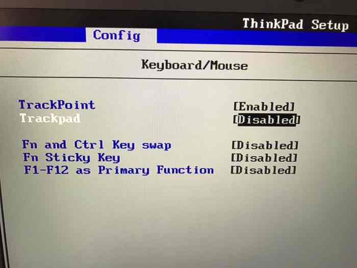 enable or disable trackpad in BIOS in Windows 10