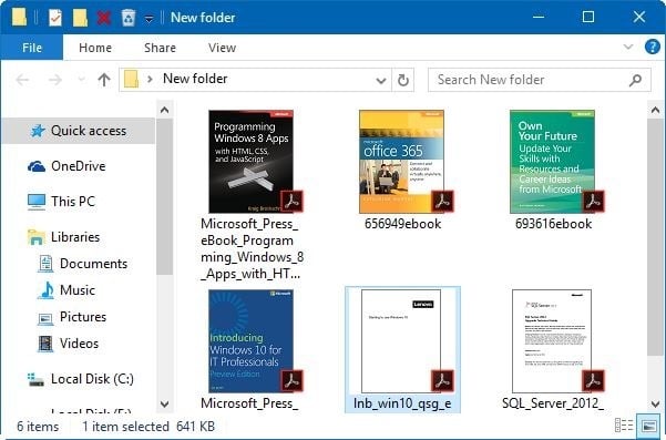 enable thumbnail preview for PDF files in Windows 10 File Explorer pic1