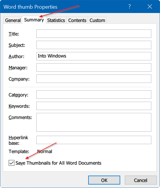 enable thumbnail preview for Word excel powerpoint Windows 10