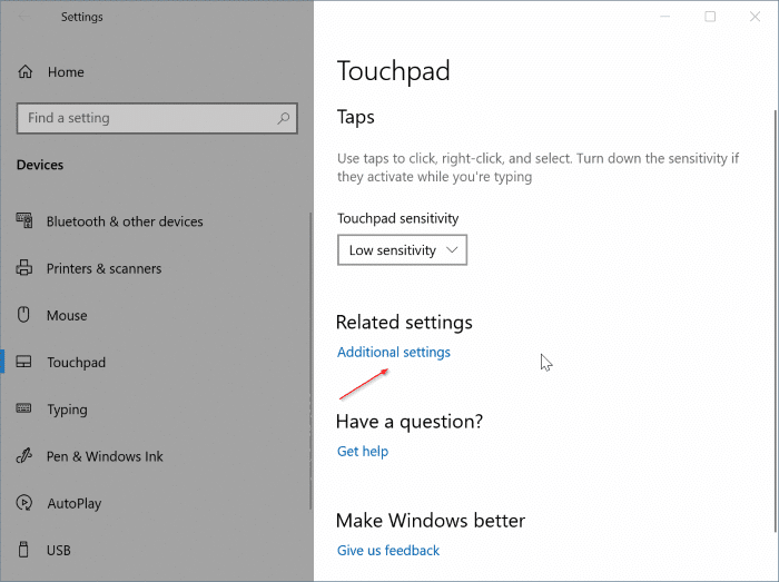 enable two finger scrolling in Windows 10
