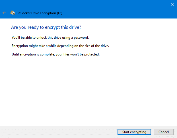 encrypt USB drive using bitlocker in windows 10 pic6