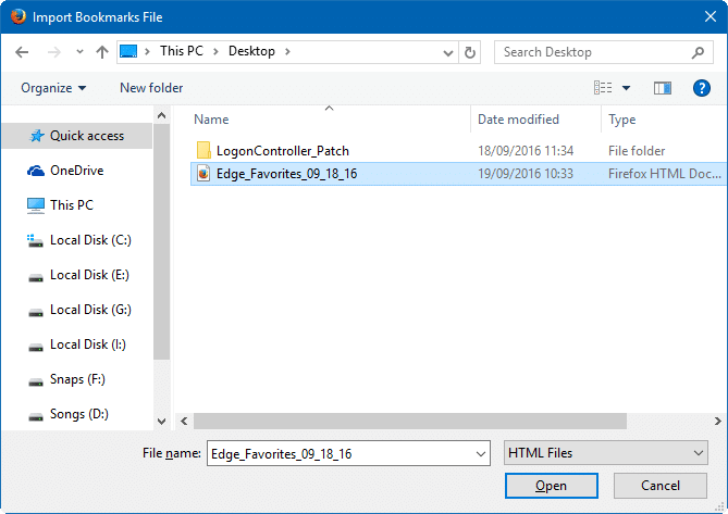 export Edge favorites bookmarks to Chrome and Firefox step7