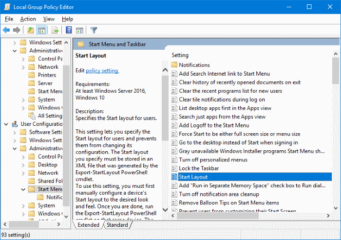 export and import Start menu layout in Windows 10 pic5