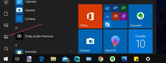 file explorer icon missing from Start menu in Windows 10 pic1
