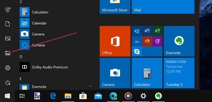 file explorer icon missing from start pic01