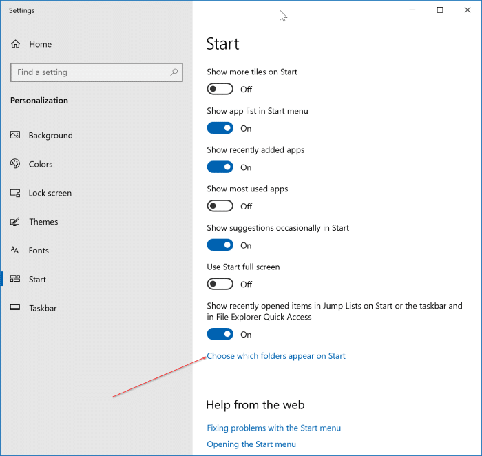 file explorer icon missing from start pic1