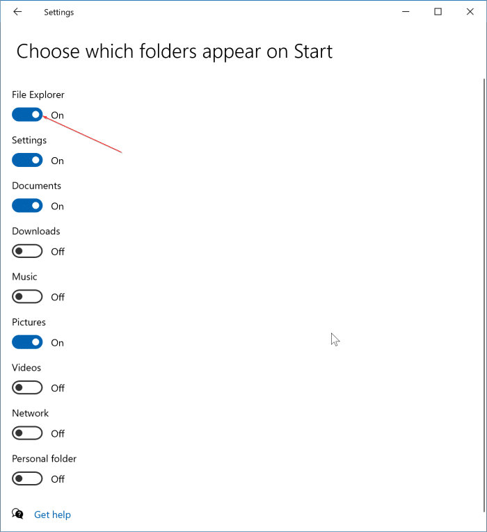 file explorer icon missing from start pic2