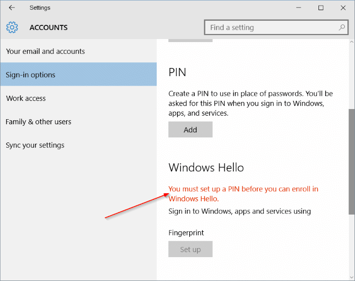 fingerprint setup button greyed out in Windows 10 pic02