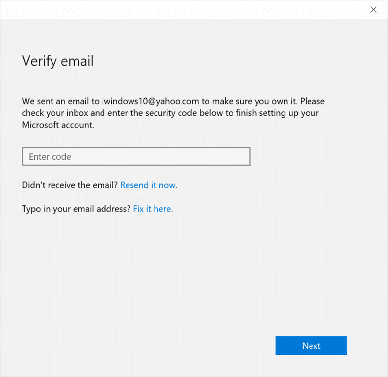 finish setting up your account Windows 10