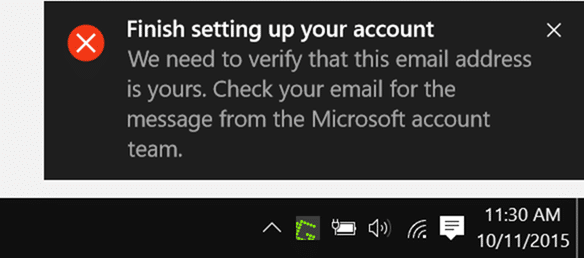 finish setting up your account notification pic1