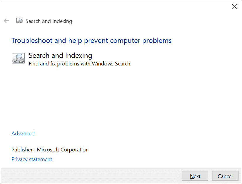 fix Windows 10 search issues by rebuilding index pic10