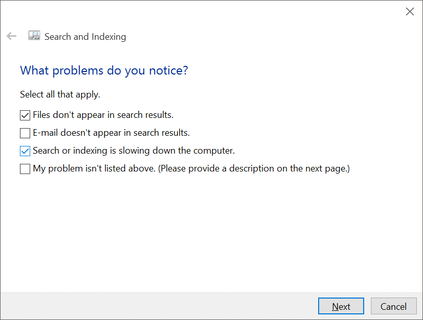 fix Windows 10 search issues by rebuilding index pic11