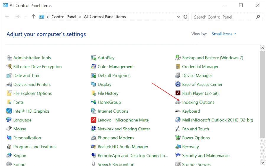 fix Windows 10 search issues by rebuilding index pic3