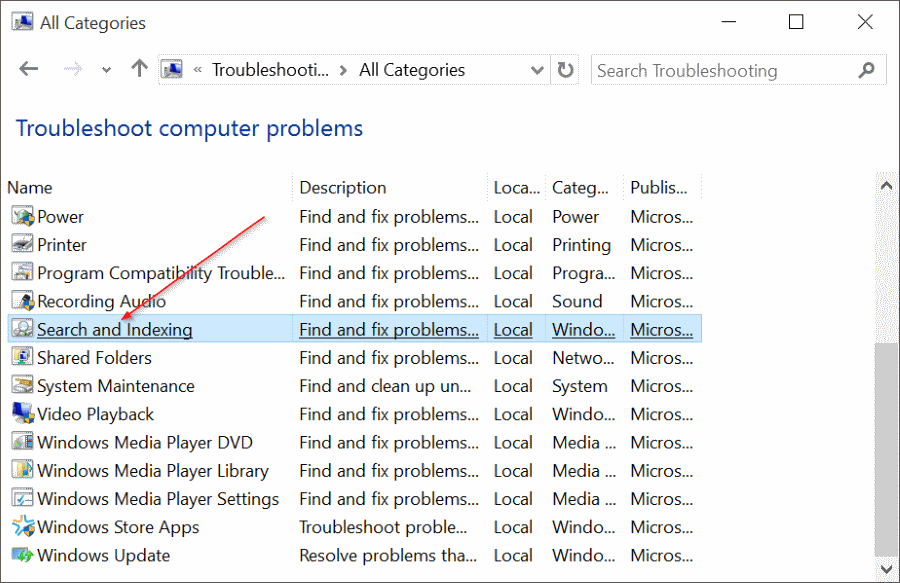fix Windows 10 search issues by rebuilding index pic9