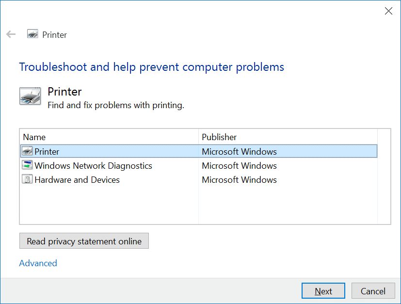 fix printer issues in Windows 10 pic`