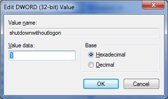 fix shut down button is missing from logon screen Windows 7 step7
