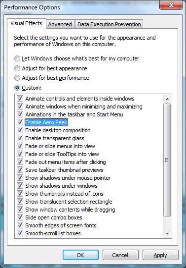 fix to use peek to to preview the destkop grayed out in windows 7 10 (1)