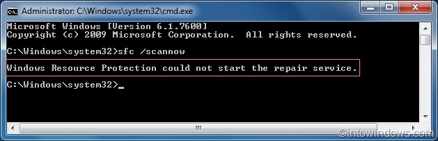  Windows Resource Protection Could Not Start The Repair Service pic1