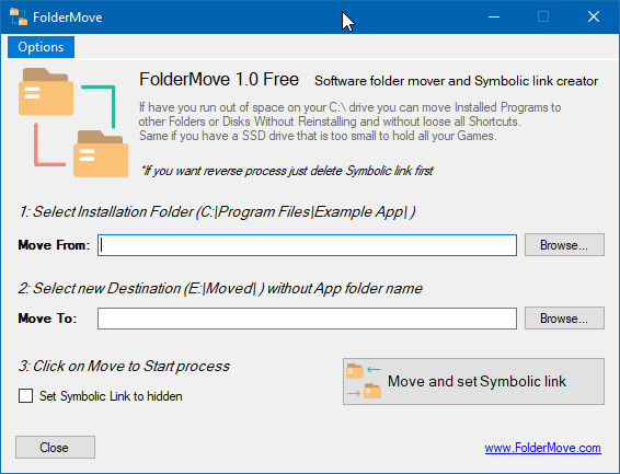 foldermove move installed progarms and games in Windows 10 pic01
