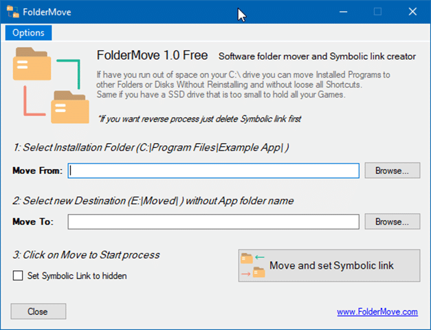 foldermove move installed progarms and games in Windows 10 pic01