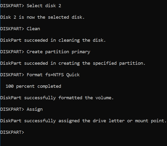 format USB flash drive via Command Prompt in Windows 10 pic3